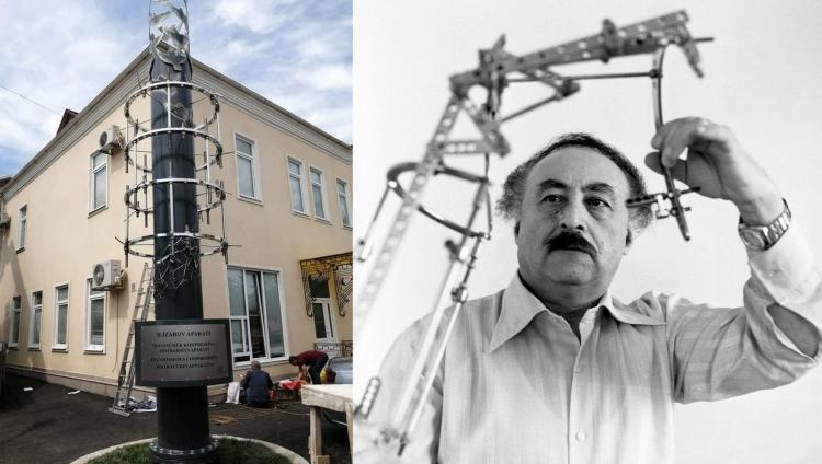Памятник аппарату Гавриила Илизарова установлен на его родине