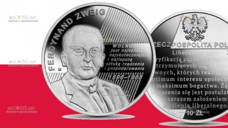 Польша выпускает монету 10 злотых в честь экономиста Фердинанда Цвейга