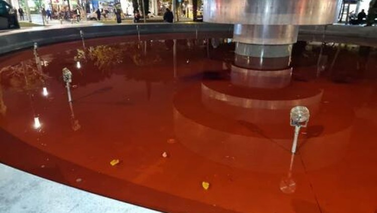 Арестован веган-активист, выкрасивший в красный воду в фонтане в центре Тель-Авива